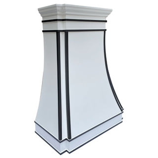Sierra White Stainless Steel Stove Hood with Black Trims - SINDA