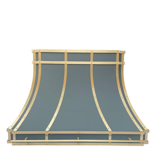 SINDA Custom Blue Stainless Steel Kitchen Hood with Brass Accents