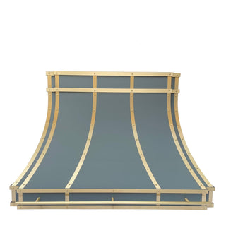 SINDA Custom Blue Stainless Steel Kitchen Hood with Brass Accents