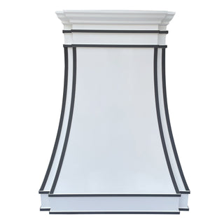 SINDA SRH33-4TR-BS White Stainless Steel Kitchen Hood with Black Straps 