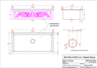 SINDA Single Bowl 14 Gauge Farmhouse Apron Copper Kitchen Sink C-KSA-2 - Sinda Coppercopper sink