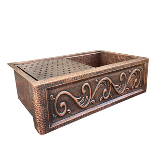 SINDA Single Bowl 14 Gauge Farmhouse Apron Copper Kitchen Sink KSA-4 - Sinda Coppercopper sink