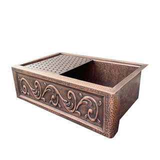 SINDA Single Bowl 14 Gauge Farmhouse Apron Copper Kitchen Sink KSA-4 - Sinda Coppercopper sink