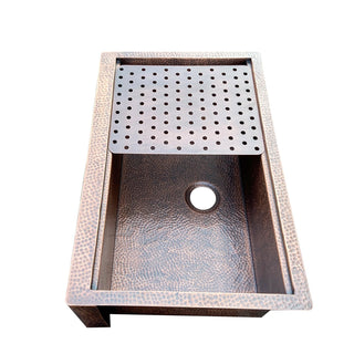 SINDA Single Bowl 14 Gauge Farmhouse Apron Copper Kitchen Sink KSA-4 - Sinda Coppercopper sink