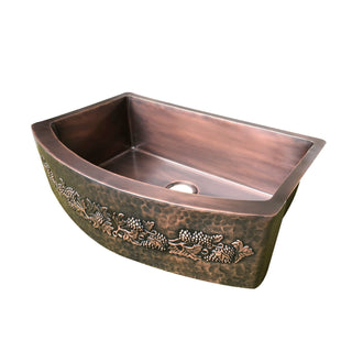 SINDA Single Bowl 14 Gauge Farmhouse Apron Copper Kitchen Sink KSAR-12 - Sinda Coppercopper sink