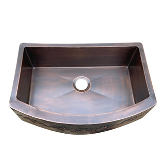 SINDA Single Bowl 14 Gauge Farmhouse Apron Copper Kitchen Sink KSAR-12 - Sinda Coppercopper sink