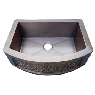 SINDA Single Bowl 14 Gauge Farmhouse Apron Copper Kitchen Sink KSAR-1 - Sinda Coppercopper sink
