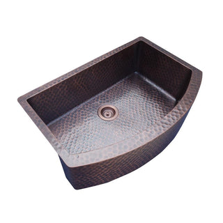 SINDA Single Bowl 14 Gauge Farmhouse Apron Copper Kitchen Sink KSAR-3 - Sinda Coppercopper sink