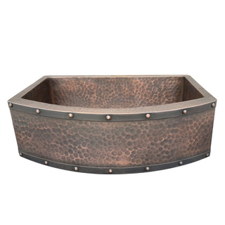 SINDA Single Bowl 14 Gauge Farmhouse Apron Copper Kitchen Sink KSAR-4 - Sinda Coppercopper sink