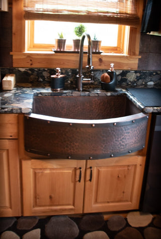 SINDA Single Bowl 14 Gauge Farmhouse Apron Copper Kitchen Sink KSAR-4 - Sinda Coppercopper sink