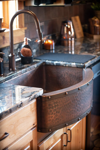 SINDA Single Bowl 14 Gauge Farmhouse Apron Copper Kitchen Sink KSAR-4 - Sinda Coppercopper sink
