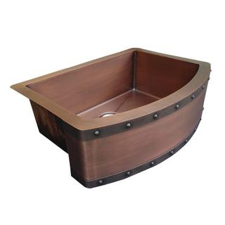 SINDA Single Bowl 14 Gauge Farmhouse Apron Copper Kitchen Sink KSAR-4 - Sinda Coppercopper sink