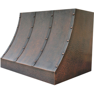 Rustic Copper Kitchen Hood with Straps & Rivets I Free Shipping I SINDA Copper
