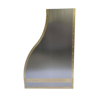 SINDA Sloped Stainless Steel Range Hood with Brass Straps and Rivets