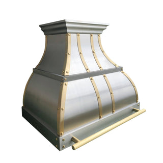 Handcrafted Premium Stainless Steel Range Hood with Brass Pot Rail - SINDA