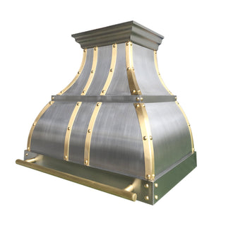 Wall Mount Stainless Steel Range Hood with Brass Accents - SINDA