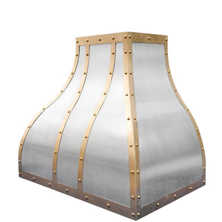 Bell Shape Stainless Steel Kitchen Hood with Brass Straps and Rivets - SINDA