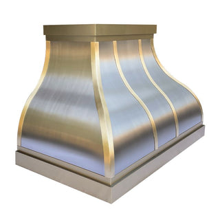 Brushed Stainless Steel Vent Hood with Brass Straps - SINDA