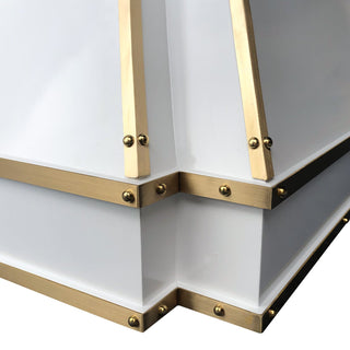 SRH33-4TR-C Handcrafted Stainless Steel Vent Hood with Brass Trim & Rivets - SINDA