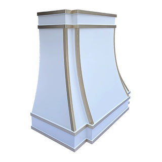 SINDA Sierra White Stainless Steel with Decorative Brass Custom Kitchen Vent Hood