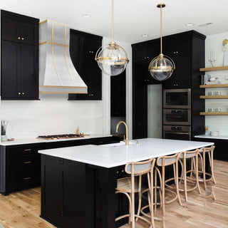 Decorative Stainless Steel Kitchen Hood with Brass Accents - SINDA