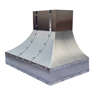 Classic Stainless Steel Kitchen Range Hood with Straps and Rivets - SINDA