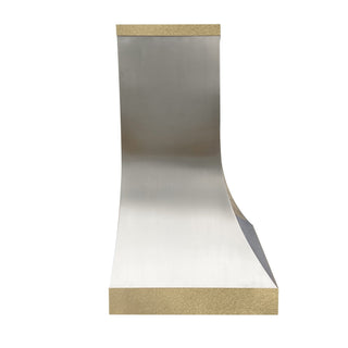 Custom Stainless Steel Range Hood SRH35-C with Brushed Brass Bands - SINDA