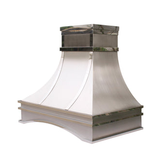Unique Brushed Stainless Steel Stove Hood with Polished Stainless Steel Straps - SINDA