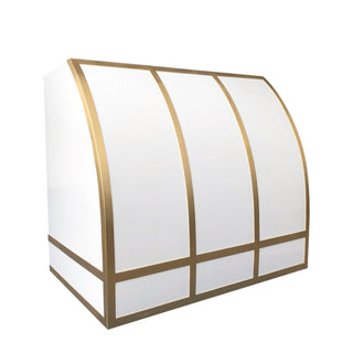 Premium White Stainless Steel Vent Hood with Brass Accents - SINDA