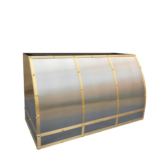 Brushed Stainless Steel Range Hood with Brass Accents - SINDA
