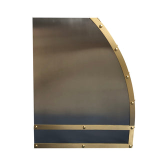 Decorative Stainless Steel Kitchen Range Hood with Brass Accents - SINDA