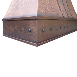 SINDA Antique Copper Hammered Copper Range Hood H7TRR with Oil Rubbed Bronze Accents I Top Rated Quality l SINDA Copper