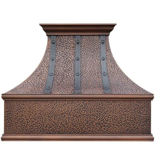 SINDA Wall Mount Hand Hammered Copper Stove Hood In Stock, 36”W x 21”D x 30”H (Wall Mount), H7HOTR - Sinda CopperCopper Range Hood36”W x 21”D x 30”H (Wall Mount)
