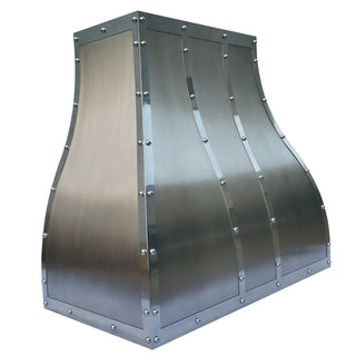 SINDA Bell Stainless Steel Kitchen Hood with Polished Straps and Rivets