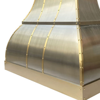 SINDA Custom Stainless Steel Range Hood with Brass Accents