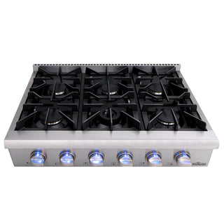 Thor 36 Inch Professional Gas Rangetop in Stainless Steel with 6 Burners - Sinda CopperNatural Gas