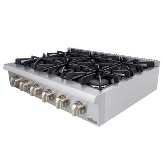Thor 36 Inch Professional Gas Rangetop in Stainless Steel with 6 Burners - Sinda CopperNatural Gas